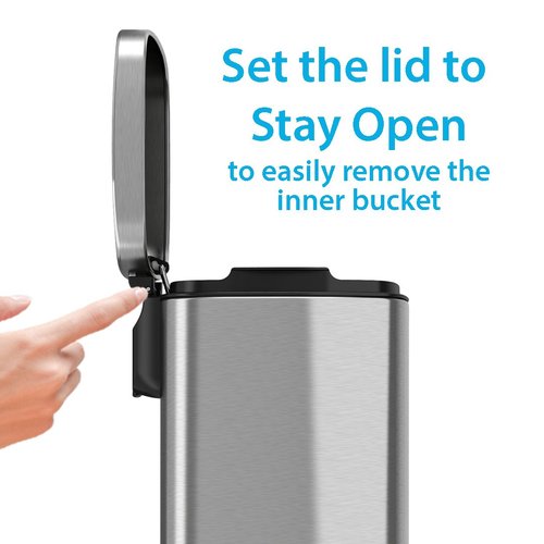 iTouchless SoftStep 1.32 Gallon Small Step Pedal Trash Can, Stainless Steel, 5 Liter Bathroom Garbage Bin, Removable Inner Bucket, Soft and Silent Open and Close
