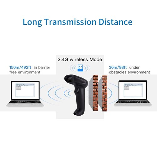 Alacrity 2D 1D Wireless Barcode Scanner with Stand, 3-in-1 Connectivity Bluetooth 2.4G Wireless USB Wired, Barcode Reader with Hands-Free Mode and Vibration Alert, Black
