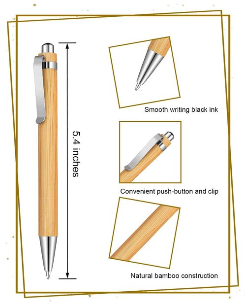 lyforx 200pcs Bamboo Pens Bulk Wooden Bamboo Pens Engraving Wooden Ballpoint Pen Customizable Gift Pen Bulk