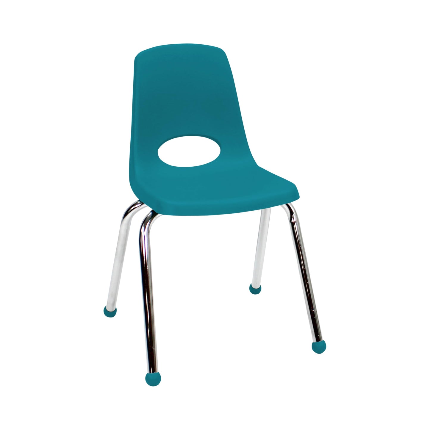 FDP 16" School Stack Chair,Stacking Student Seat with Chromed Steel Legs and Ball Glides for in-Home Learning or Classroom - Teal (6-Pack), 10367-TL
