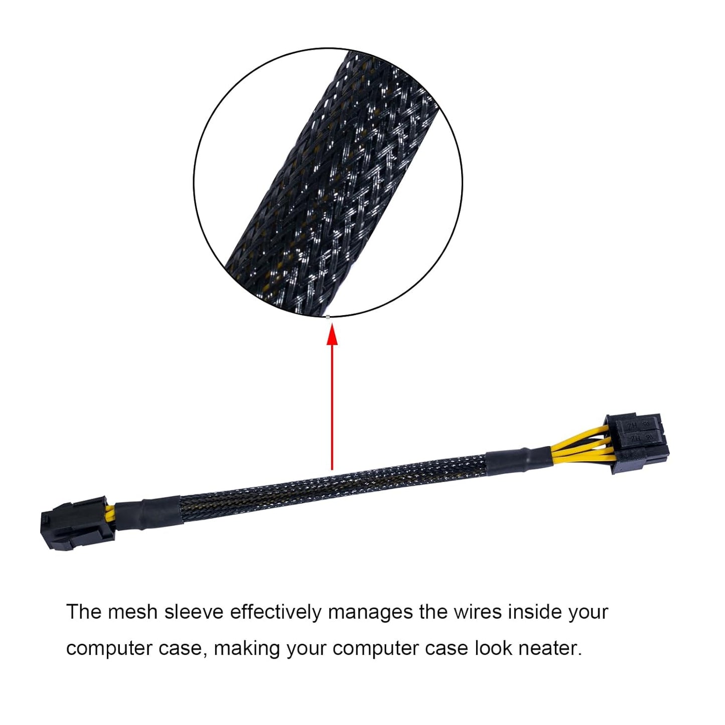 ZLKSKER 4 Pin to 8 Pin CPU Power Cable - 18AWG 8-Inch Extension for ATX 12V Power Supply