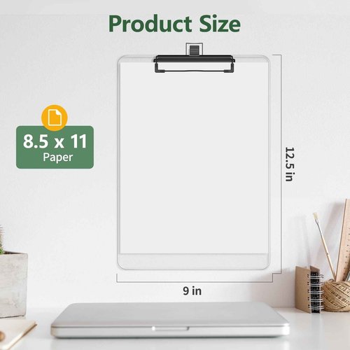 Juvealoe Clear Clipboard with Pen Holder, 8.5 x 11 Plastic Clip Boards with Black Low Profile Clip, Letter Size for Classroom, Teacher, Students, School, Office Supply(Pack of 20)