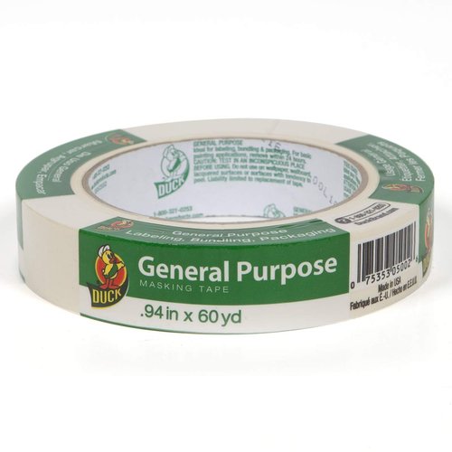 Duck Brand General Purpose Masking Tape, 0.94 Inches by 60 Yards, Beige, 36 Rolls per Pack (286655)