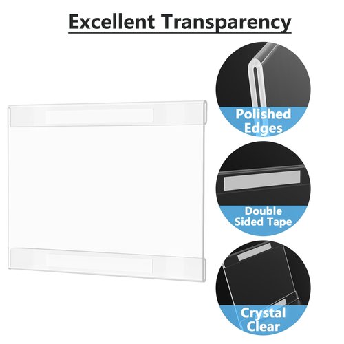 MaxGear Acrylic Sign Holder 8.5x11 with Double Sided Tape, 12 Pack Clear Plastic Door Wall Mount Sign Holder, Document Flyer Poster Paper Acrylic Wall Frame for Office, Home, Store, Restaurant