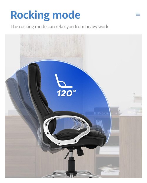 FDW Office Chair Computer High Back Adjustable Ergonomic Desk Chair Executive PU Leather Swivel Task Chair with Armrests Lumbar Support (Black)