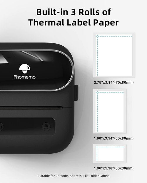Phomemo M220 Label Makers, 3 Inch Portable Label Maker Machine with 3 Roll Labels, Wireless Thermal Label Printer for Address, Labeling, File Folder Label, Home Organizing