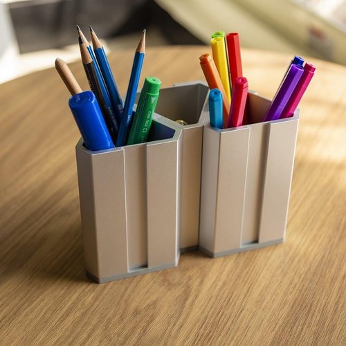 MOOY 1 peice Aluminum Alloy Pen Holder for Desk Office, Pen Organizer, Desk Tidy, FUSECUP, Tool-Free Assembly, Non-Slip Silicone Base, Customizable Pen Holder,1 Piece FUSECUP Holder with a Fuse-Rail