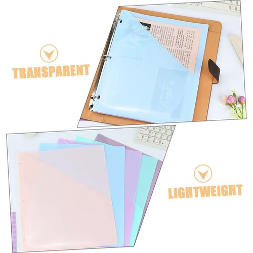 OSALADI 1set Document Bags Transparent Binder Pockets for Office Storage Lightweight Material File Folders for Organizing Items and Supplies 5sheets