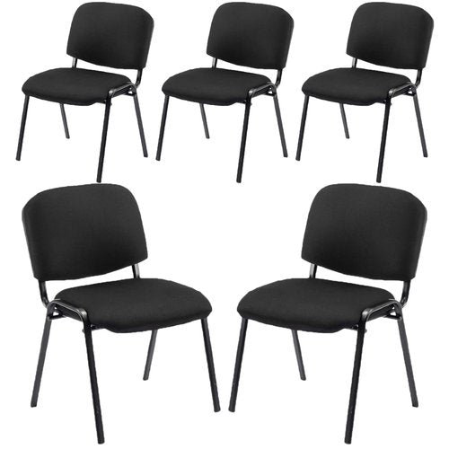 Stackable Chairs, Waiting Conference Room Office Reception Chair Armless Guest Stacking Chair for Breakroom Banquet Lobby Hall Training Room (Mesh-Cushion,Black,5PCS)