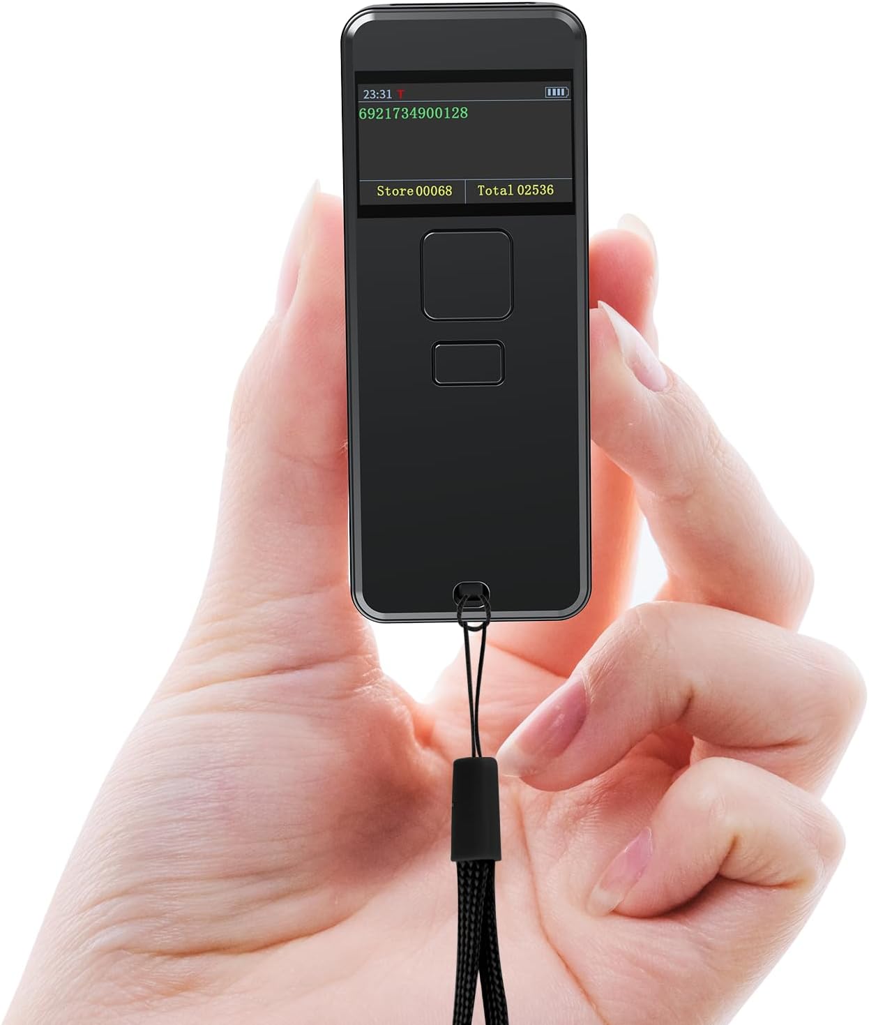 Symcode Bluetooth Barcode Scanner - Wireless 1D Scanner with Display Screen & 2000mAh Battery | Portable Mini for iPhone, iPad, Android
