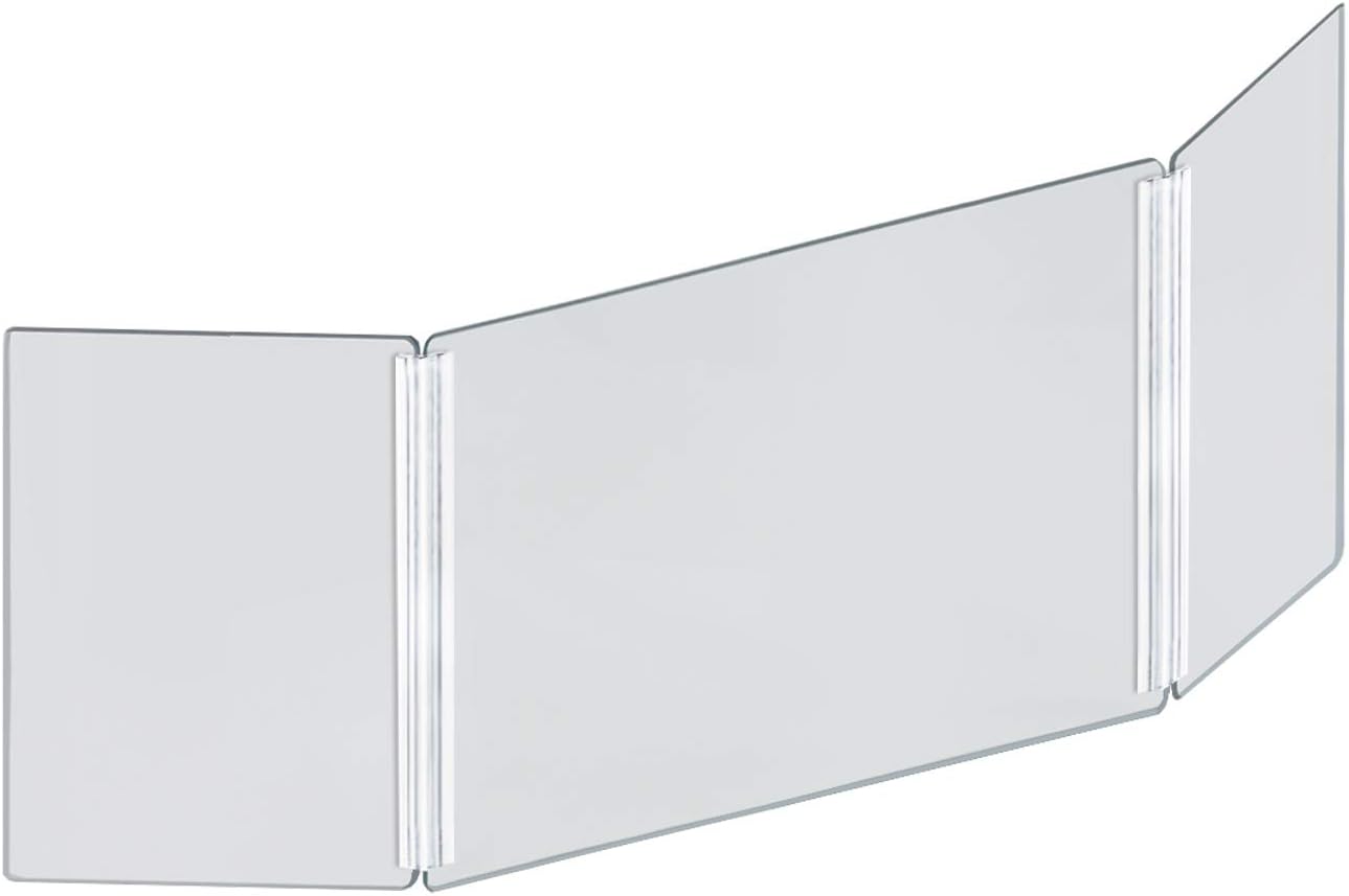 Azar Displays Tri-Fold Protective Sneeze Guard - Portable Plexiglass Barrier | 46" x 18" Acrylic Desk Shield