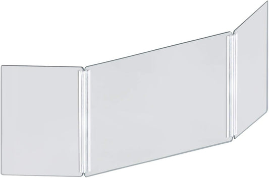Azar Displays Tri-Fold Protective Sneeze Guard - Portable Plexiglass Barrier | 46" x 18" Acrylic Desk Shield