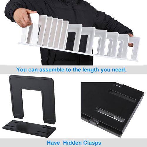 LuluEasy Adjustable Vertical File Sorter Sturdy Plastic Expandable Upright File Holder, Desktop Binder Organizer, School Office Organization Bookshelf Divider, Assemble Easily Endlessly, Black