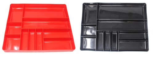 JSP Manufacturing Black & Red Stackable Lightweight 10 Compartment Organizer Tray Kit