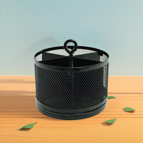 SETTFRFE Rotating Pen Holder for Desk,Supplies Organizer pencil Caddy,6 Compartments Desk Organizer,Black (Metal Mesh Style)