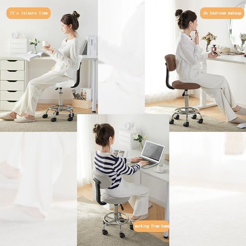 XUEGW Office Drafting Chair with Back Support and Footrest Multi-Purpose Office Desk Chair, Home Chair Thick Seat Cushion for Home Bar Kitchen Shop