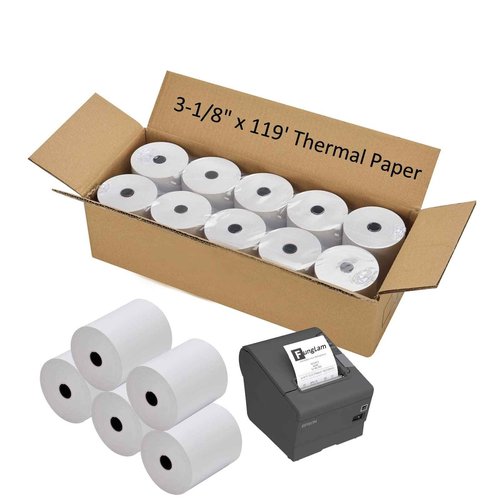 FungLam Thermal Receipt Paper Rolls 3-1/8" x 119' Thermal Paper Cash Register POS Receipt Paper (50 Rolls)