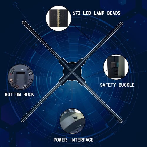 Skiennix 22'' 3D Holographic Display Fan - LED Projector with WiFi & Bluetooth | App & Remote Control for Events