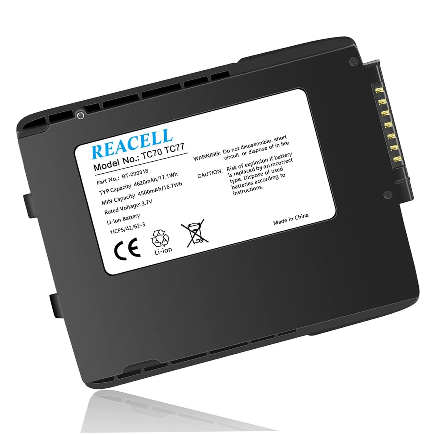 REACELL 4620mAh TC70 Battery TC77 Replace for Zebra Symbol TC77 BT-000318 TC75 TC70X BTRY-TC7X-46MA2 82-171249-01 82-171249-02 TC72 TC75GK TC720L TC700H TC77HL TC700K