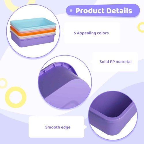 10 PCS Flat Storage Trays 12.4 x 8.5 x 2.8In - Daily Items Organizer Bins Tray for Classroom Art Activity Plastic Stackable Trays File Organizers for School Office Teacher Book Organization