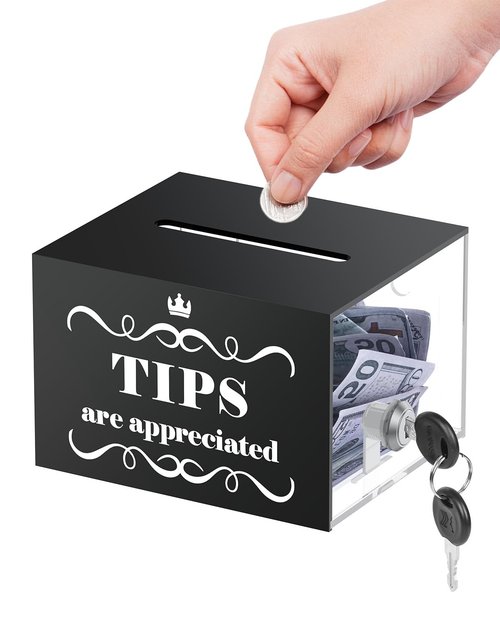 Uniclife Acrylic Tip Jar for Bartenders, 6" x 5" x 4", Tip Box Tips Jar with Lock, Tip Bucket Money Storage Container Cash Collection Box for Bars Restaurants Cafes, Donation Boxes Suggestion Boxes