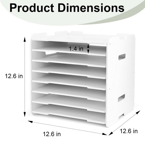 LOSADY 12x12 Paper Organizer, 8-Tier Scrapbook Paper Storage, Stackable Desktop File Holder for Home, Office, Classroom, and Craft Room