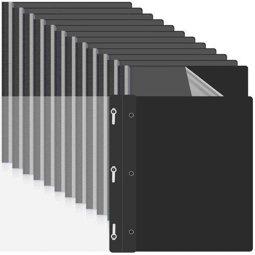 Teling 100 Pcs Plastic Report Covers with 3 Prong Fasteners 11.42 x 9.45 Inch Clear Front Report Covers Bulk Presentation Folders for School Document(Black)