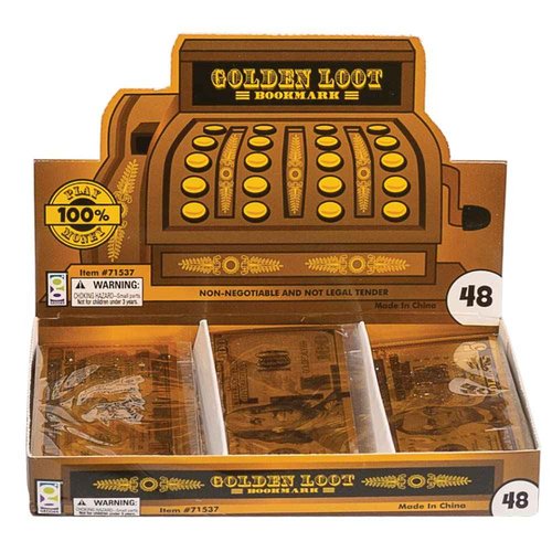 Raymond Geddes Golden Loot Bookmarks (Pack of 48) - Pretend Play Money