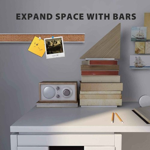 Corksidol Bulletin Bar Strip, Cork Board, Cork Strips, 36" x 1", Classroom, Office, Walls, Cubicle, Aluminum Frame,5 Pack, Silver