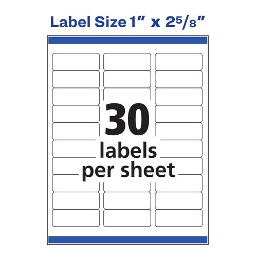 Avery Repositionable Printable Address Labels with Sure Feed, 1" x 2-5/8", White, 3,000 Blank Mailing Labels (55160)