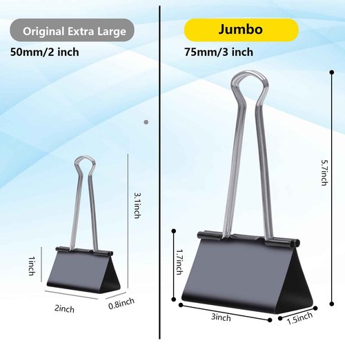Ufmarine Jumbo Binder Clips 3 inch (36 Pcs), Extra Large Binder Clips Giant for Office Supplies