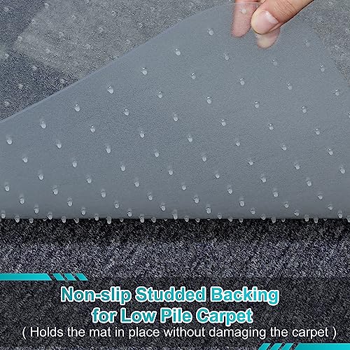 BesWin Office Chair Mat for Carpeted Floors, 60" X 48" Transparent Desk Chair Mat for Low Pile Carpets, Plastic Floor Mat for Office Chair on Carpet for Work, Home, Gaming, Easy Glide (Rectangle)
