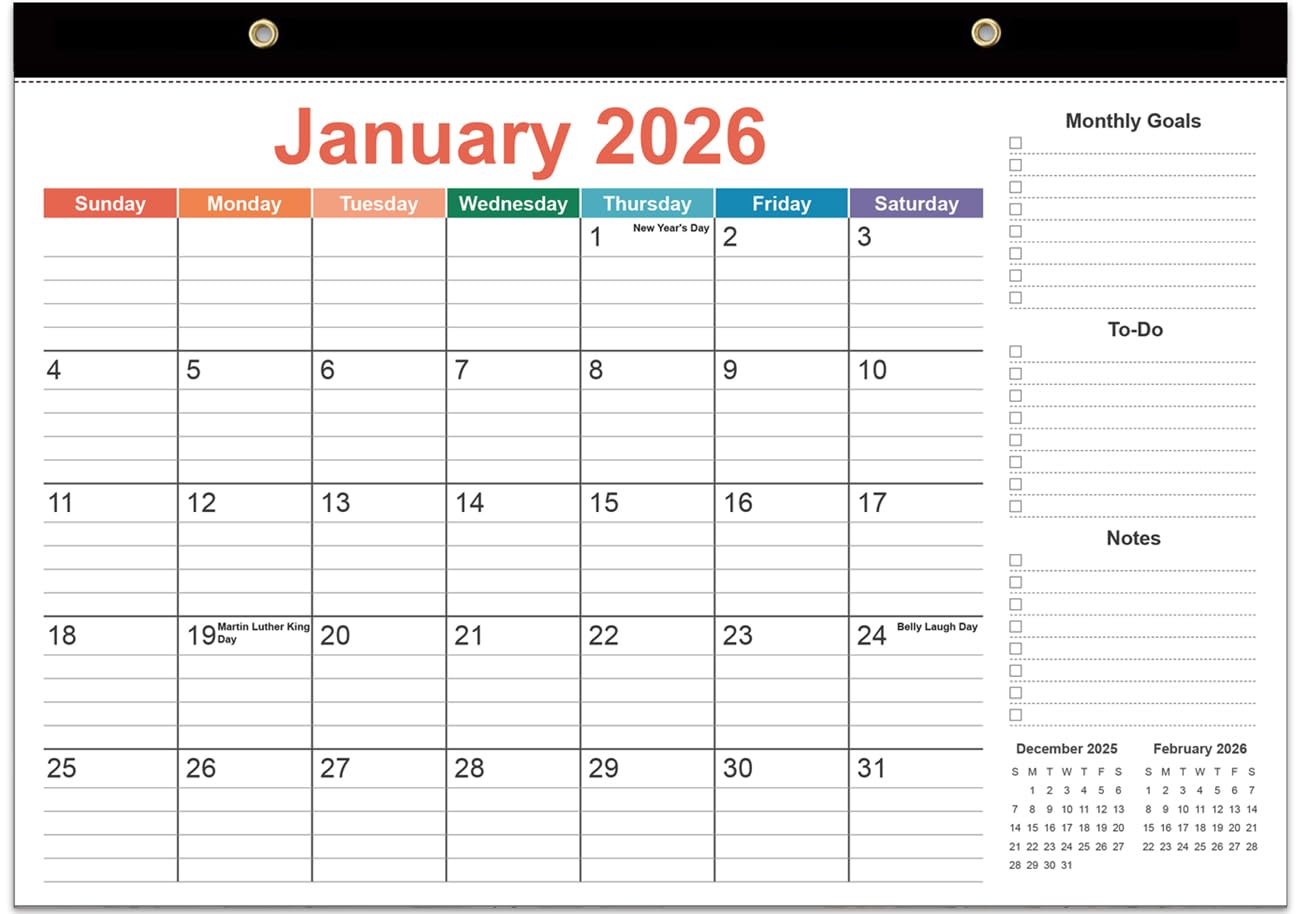 2026-2027 Desk Calendar - 18 Months Calendar from July 2026 to June 2027, Desk Calendar 2026-2027 with Thick Paper, 12" x 17", Colorful