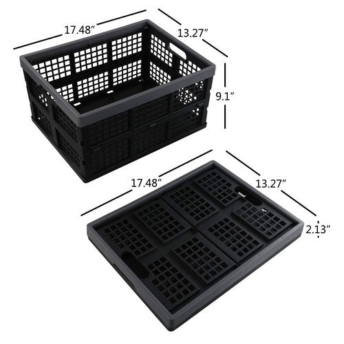 Pekky 34 Quart Plastic Milk Crates Stackable, Collapsible Storage Crate, 2 Packs
