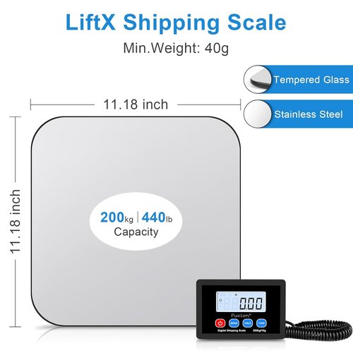 Fuzion-LiftX Digital Shipping Scale - 440LB Capacity, Tare Function & AC Adapter Included | Perfect for Small Business & Luggage