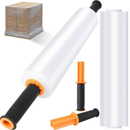 Clear Stretch Film, 15 Inch x 1000 Feet Stretch Wrap Roll for Pallet Wrap, Industrial Strength Stretch Wrap with Handles, Moving Wrapping Plastic Roll for Packing Materials Moving Supplies (2 Pack)