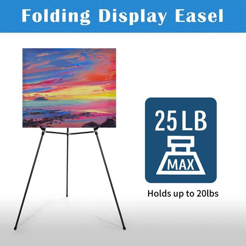 Falling in Art 66" Aluminum Display Easel, Presentation Stand with Adjustable Height for Signs, Posters, and Whiteboards, Black 2 Pack