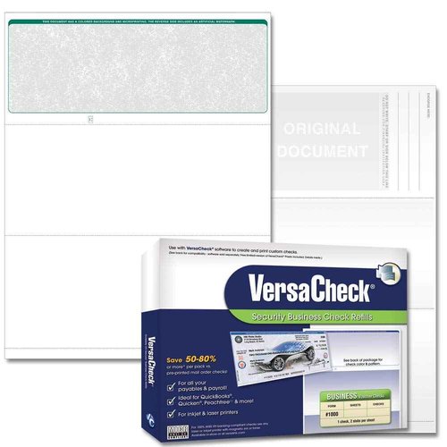 VersaCheck Secure Checks - 1000 Blank Business Voucher Checks - Green Classic - 1000 Sheets Form #1000 - Check on Top (10GC04-6660)
