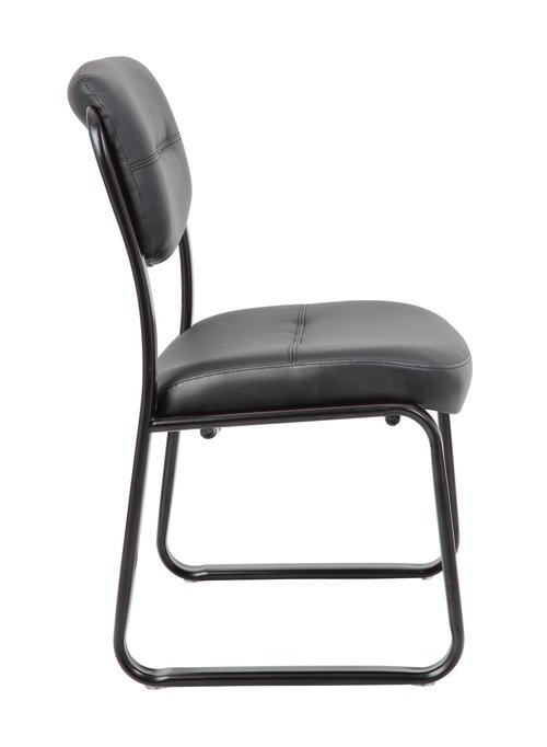Boss Office Products Leather Sled Base Side Chair in Black