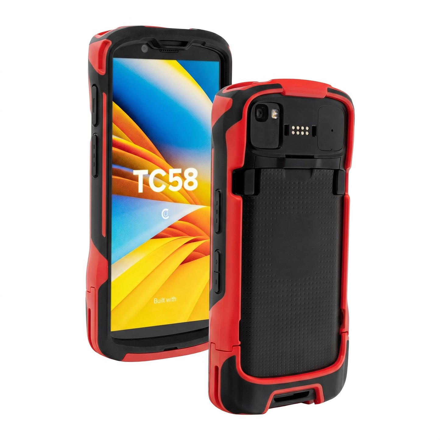 TC53 Protective Case for Zebra Symbol TC53 TC58 Handheld Barcode Scanner, Rugged OEM Cover Red & Black