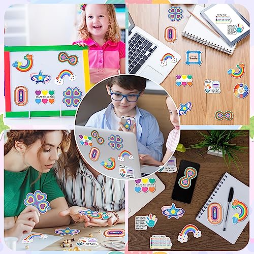 Fulmoon Cute Color Sensory Anxiety Stickers - Textured, 120 Pcs with Breathing Prompts & Grounding Techniques