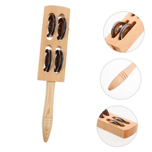 Toddmomy Wooden Jingle Girl Handheld Bell Rattles for Music Education Safe and Engaging Hand Percussion Instrument for Home School and