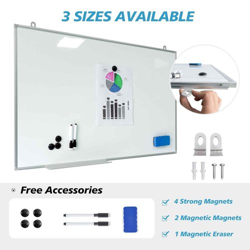 Magnetic Writeboard 18X24 Dry Erase Board Hanging & Wall Mounted Whiteboard S Aluminium Frame Message Boards for Home, School, Office, Kitchen