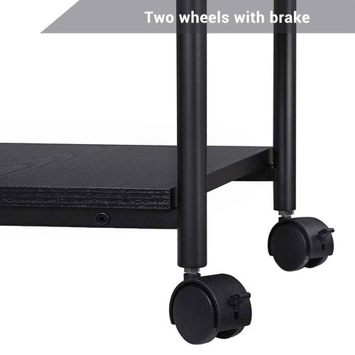 VASAGLE Heavy-Duty Printer Stand with Locking Wheels, 3-Tier Industrial Mobile Cart with Storage Shelf, Printer Table for Home, Office, 26.2-30.1" Adjustable Height, Ebony Black UOPS03B
