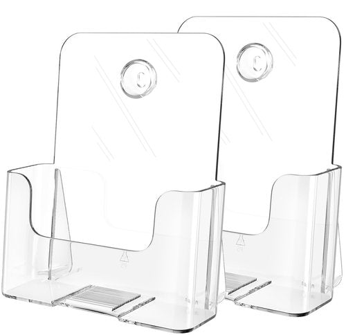 MaxGear Acrylic Brochure Holder 6 x 8 inch, Display Stand Plastic Clear Flyer Holders for 5.5 x 8.5 inch, 5 x 7 inch Menu, Literature, Trifold Pamphlet, Magazine, Countertop or Wall Mount, 2 Pack