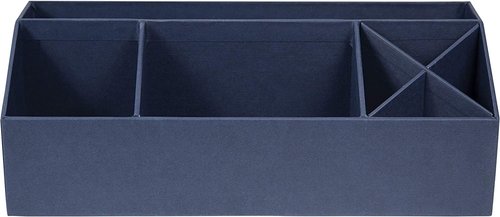 Bigso Elisa Desktop Organizer - Durable Office Desk Organizer with 7 Compartments for Office Supplies and Accessories - 13.1 in x 4.9 in x 4.9 in - Blue