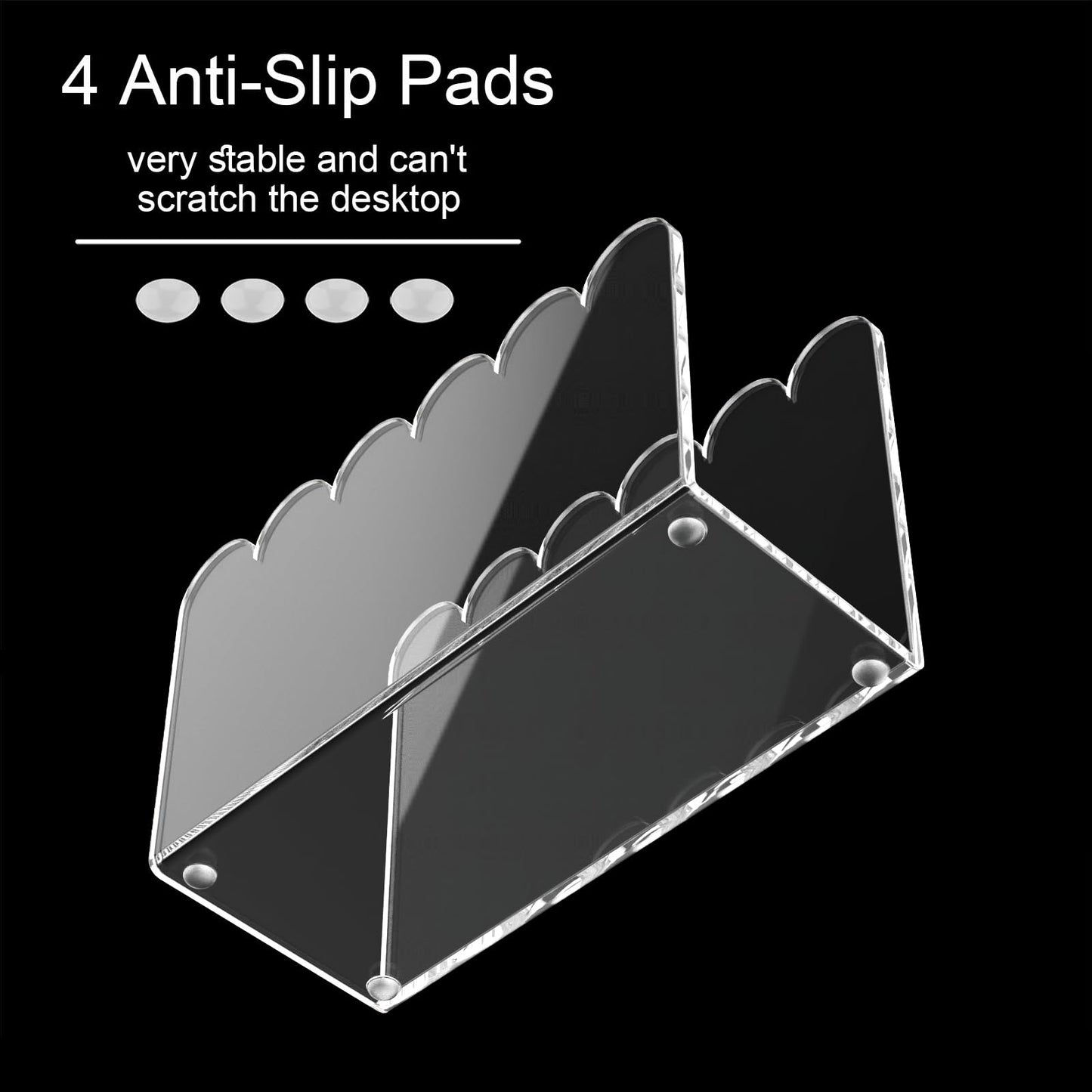 YAGELI 1-Slot Acrylic Mail Organizer for Desktop – Scalloped Clear Document Sorter, Vertical File Holder for Office/Home, Space-Saving Desk Organizer for Letters,Envelope,Bills,Stationery