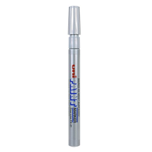 Uni-Ball Uni Paint PX-21 Oil-Based Paint Markers, Fine Line (1.2mm), Silver, 2 Count