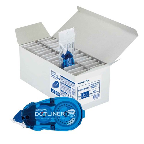 KOKUYO Glue Tape Refill for Scrapbooking, 30 Pack 52.5 Ft x 0.33 in Double Sided Tape Roller for Crafts, Blue Dot Pattern Tape Runner, Adhesive Scrapbook Supplies. Japan Import (TA-D400-08NX30)