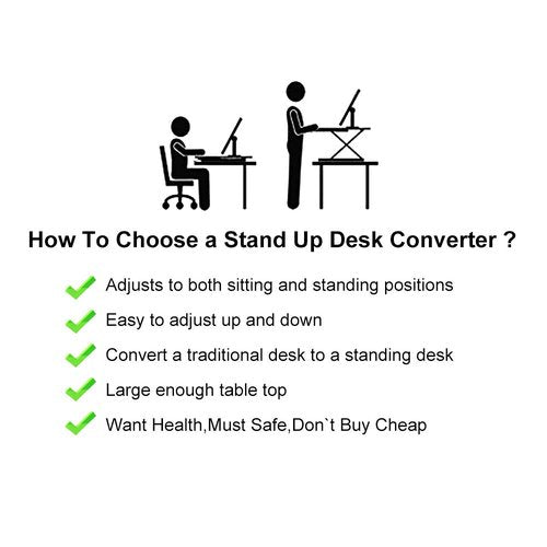 Standing Desk,Big Height Adjustable Standing Desk Converter, 20.1×31.5 Inch Work Area, Fully Assembled (Black)